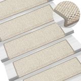 vidaXL Trapmatten zelfklevend 15 st sisal-look 65x21x4 cm platinakleur