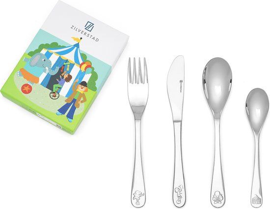 Zilverstad Kinderbestek 4-delig Circus RVS 18/10