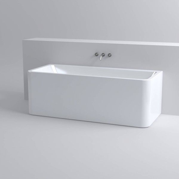 Clou InBe ligbad voor plaatsing tegen de muur met popup plug overloop en sifon rechthoek wit acryl L172xB60.5xD74cm IB/05.40506