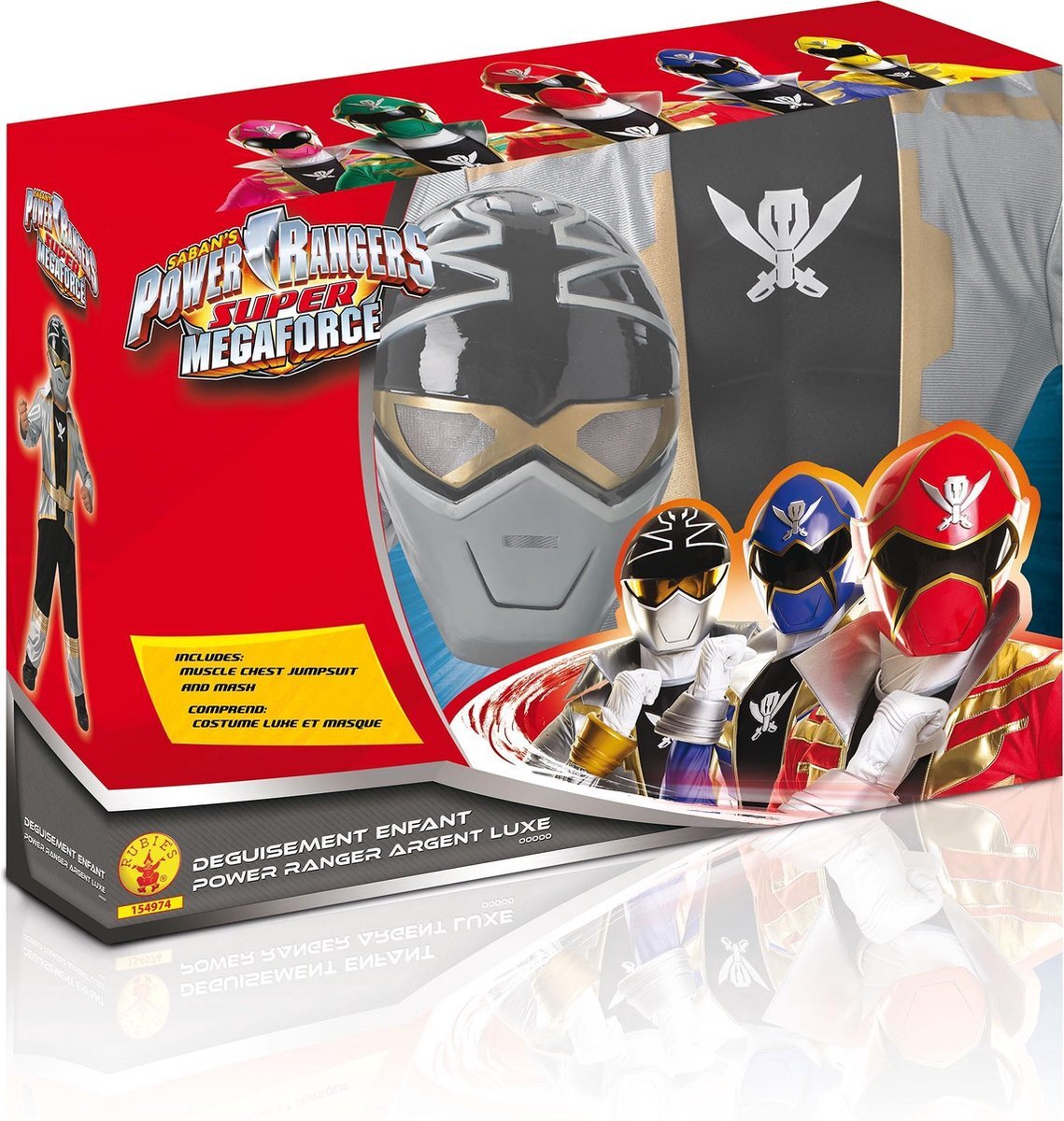 Power Rangers "Zilverkleurig Power Rangers™ kostuum voor kinderen - Kinderkostuums - 98/104"