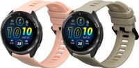kwmobile 2x horlogebandjes geschikt voor Garmin Forerunner 965 / 965 Solar / Forerunner 955 / 955 Solar bandje - Smartwatch bandjes van TPU - Activity tracker horloge band in grijs / donkerroze