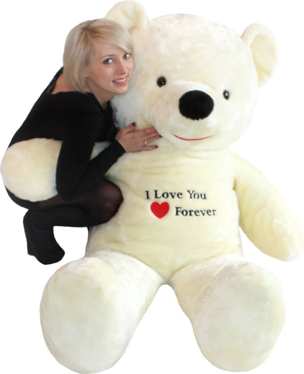 AP Knuffel Panda AP Knuffel Grote knuffelbeer - XL teddybeer - wit - met borduurwerk - 170 cm