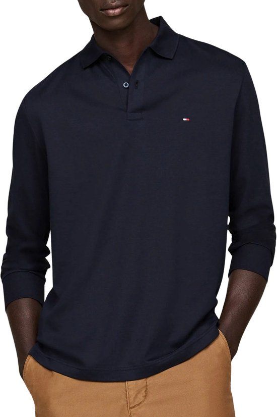 Tommy Hilfiger Longsleeve Poloshirt - Mannen - Maat XL - Donkerblauw