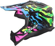 LS2 MX708 Fast II crosshelm Grotesk glans blauw roze groen