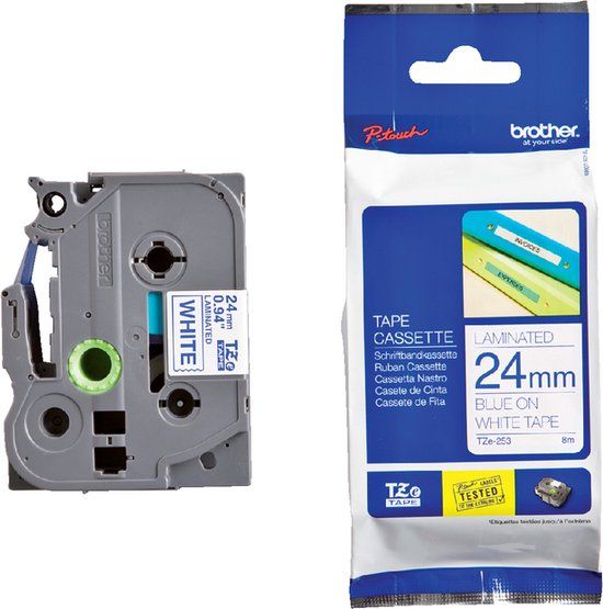 Brother TZE-253 Labeltape 24mm - Blue on White