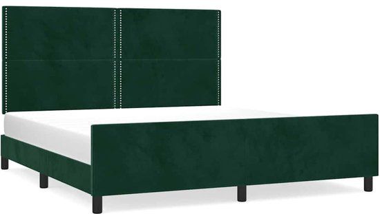 vidaXL Bedframe met hoofdeinde fluweel donkergroen 180x200 cm