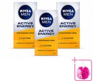 NIVEA MEN Active Energy Crème pour le visage avec caféine - 50 ml - 3 Pièces