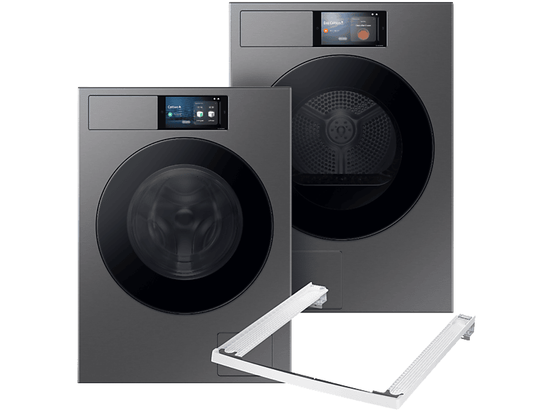 Samsung Wasmachine Wf90f09c4su3 Bespoke 9000-serie + Samsung Droger Dv90f09f4su3 Stapelkit Bundel