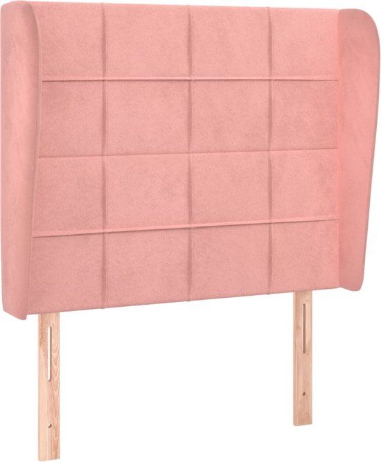 vidaXL Hoofdbord met randen fluweel roze 103x23x118/128 cm