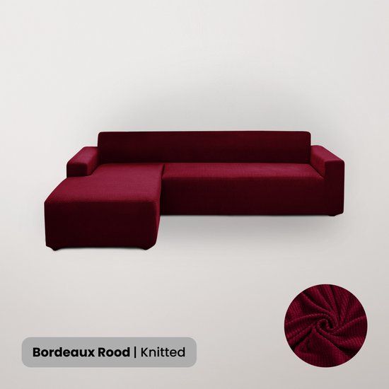 BankhoesDiscounter Knitted Bankhoes - Hoekbank - M3 (175-220cm) - Bordeaux Rood