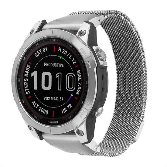 imoshion Milanees bandje - Geschikt voor Garmin 22 mm aansluiting - Maat L/XL - Zilver