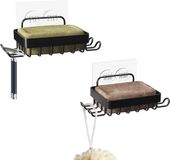 Sans marque Organisateur de cuisine pour évier et salle de bain - Porte-savon et porte-éponge en acier inoxydable