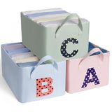 Cozary ABC-opbergmand van stof, groot, 40 x 30 x 19 cm, set van 3