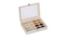 Relaxdays brillendoos, 8 brillen, kunstleer, transparante deksel, HxBxD 8,5 x 33,5 x 24,5 cm, opbergdoos, wit