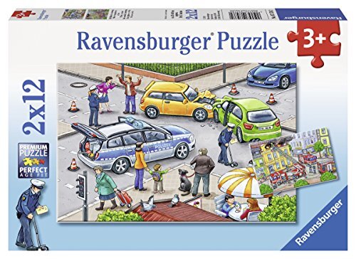 Ravensburger Spieleverlag Mit Blaulicht unterwegs. Puzzle 2 x 12 Teile