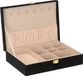 H&S Collection Koopman International Sieradenbox/juwelendoos zwart fluweel 28 x 19 x 7 cm