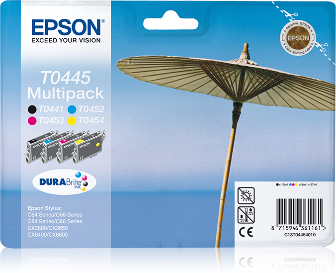 Epson Parasol Multipack 4-kleur T0445 DURABrite Ink single pack / cyaan, geel, magenta, zwart