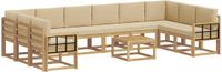 vidaXL - Bank loungeset - 10 zitplekken - Wit en Beige - Acacia hout
