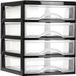 PlasticForte Ladeblok - 4 lades - zwart met transparant - bureau organizer - L18xB21xH23 cm - kunststof