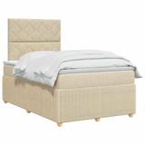 vidaXL Boxspringbed met matras, crème kleur, 120 x 190 cm, gestoffeerd