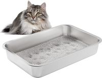 OEM BeiJingLiangPinJiaZuoKeJiWenHuaFaZhanYouXianGongSi Roestvrijstalen Kattenbak - Zilver - 60x40x10 cm