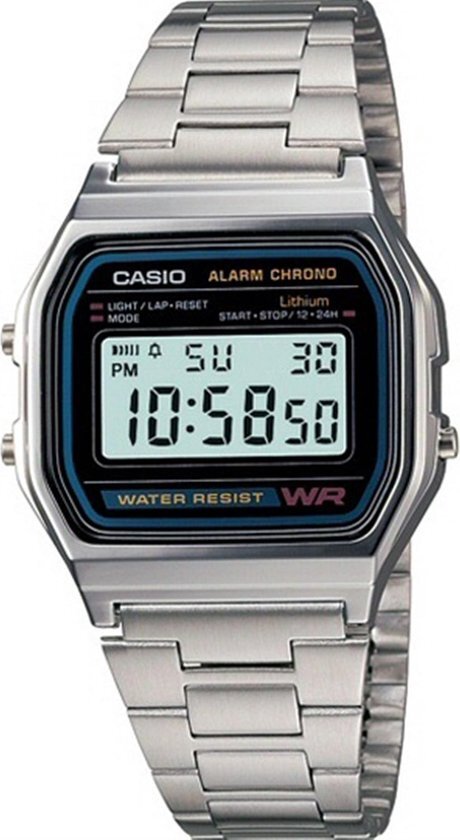 Casio vintage A158WA-1D - Horloge - 24 mm - Staal - Zilverkleurig