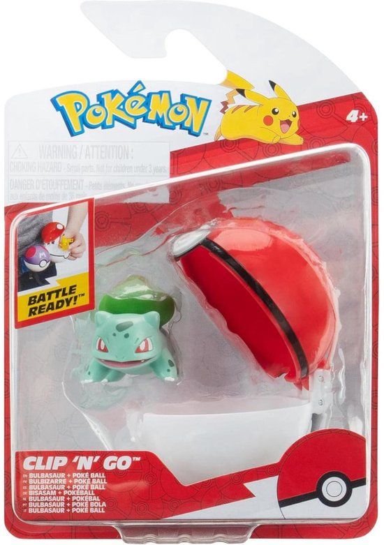 Jazwares Pokémon Clip 'n' Go Poké Balls Bulbasaur #1 & Poké Ball Mini-Figuur