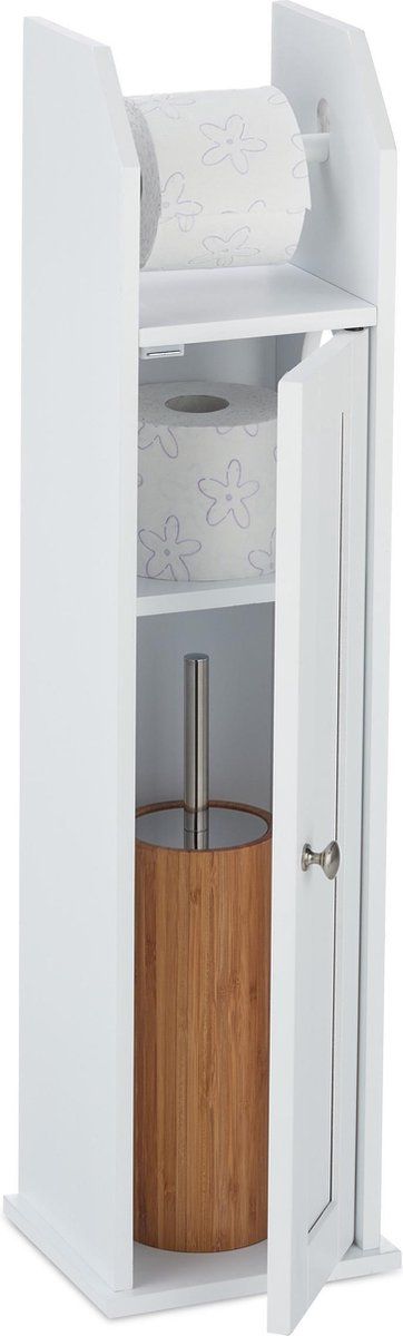 Relaxdays wc rolhouder staand - toiletrolhouder - closetrolhouder - reserverolhouder - wit