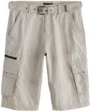 Next - Heren - Lange cargoshort met riem - Naturel