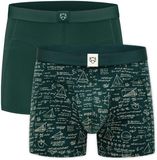 A-dam 2-Pack Green Maths Boxershorts Heren Biologisch Katoen Donkergroen L
