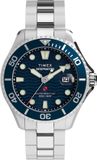 Timex Deep Water Meridian 201 Quartz Montre Argenté Et Bleu Boîtier 100% Acier Inoxydable Et Bracelet 100% Acier Inoxydable 44 TW2W81900AJ, TW2W82000AJ