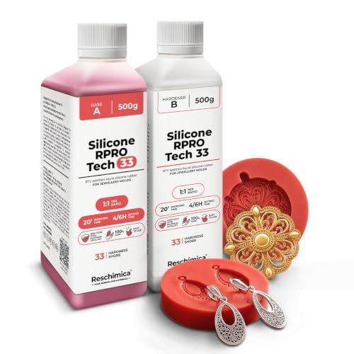 Siliconenrubber R PRO TECH Siliconenrubber voor mallen 1:1 voor hoge temperaturen R PRO TECH 33 – Hittebestendig, 33 Shore – Maak professionele mallen zonder lineaire krimp (1, Kilogram)