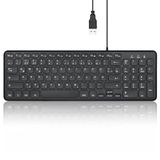 Perixx PERIBOARD-213 DE Compact bekabeld USB-toetsenbord met stille schaarstructuurtoetsen voor computer, cijferblok, laptop en tablet, zwart, QWERTZ