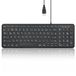 Perixx PERIBOARD-213 DE Compact bekabeld USB-toetsenbord met stille schaarstructuurtoetsen voor computer, cijferblok, laptop en tablet, zwart, QWERTZ
