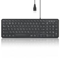 Perixx PERIBOARD-213 DE Clavier USB filaire compact avec touches à structure ciseaux silencieuses pour ordinateur, pavé numérique, ordinateur portable et tablette, noir, QWERTZ