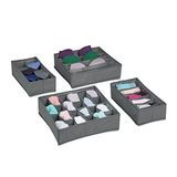 Relaxdays lade organizer kledingkast, 4-delig, voor sokken, bh's, onderbroeken, ladeverdeler ondergoed, lichtgrijs
