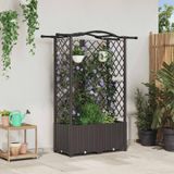 VidaXL Verhoogd bed met trellis en dak bruin 122 x 40 x 138 cm pp