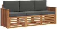 vidaXL - Bank loungeset - 3 zitplaatsen - Natuurlijk en antraciet - Massief acaciahout