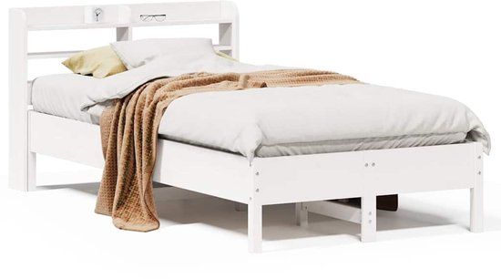 vidaXL Bedframe Massief Grenenhout Wit 75x190 cm