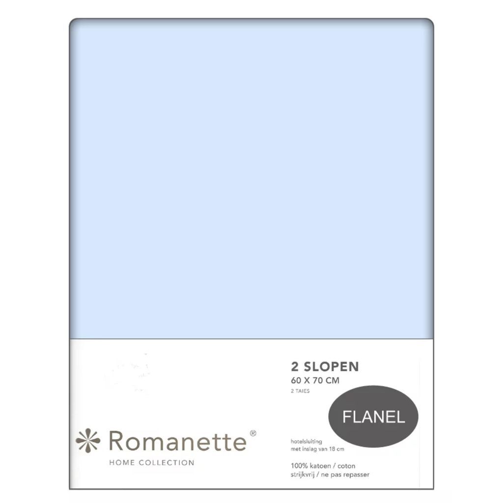 Romanette Flanel Kussenslopen (set van 2) - Blauw - 60 x 70 cm