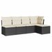 vidaXL 5-delige Loungeset met kussens, polyrattan, zwart