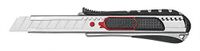 Wedo 787018 Safety Cutter 2-in-1, 18 mm, automatische terugtrekking van het lemmet, rasterautomaat, geïntegreerde afbreekhulp, zilver/zwart