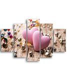 Homemania Wandfoto, harten, 5 stuks, Valentine's Day-from Living, Room-Multicolor, 95 x 0,3 x 60 cm, HM205MDF158, MDF