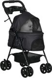 PawHut Huisdierenkinderwagen Staal Zwart 67x45x96cm