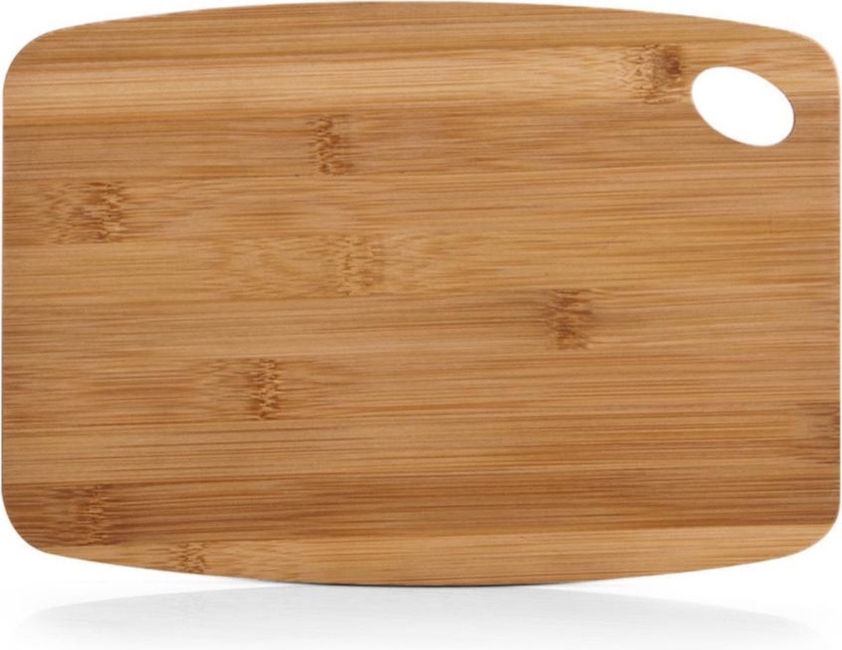 ZELLER 1x Rechthoekige bamboe houten snijplanken met oog 26 cm - - Keukenbenodigdheden - Kookbenodigdheden - Snijplanken/serveerplanken - Houten serveerborden - Snijplanken van hout