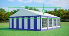 Tente de réception toit 6x8 m - PVC 500 g/m², hauteur latérale 2 m, sans armature - Bleu-blanc