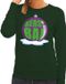 Bellatio Decorations Shoppartners Bv Foute kersttrui kerstbal paars op groene sweater voor dames - L