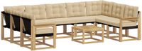 vidaXL - Hoek loungeset - 9 zitplekken - Wit en Beige - Acacia Hout