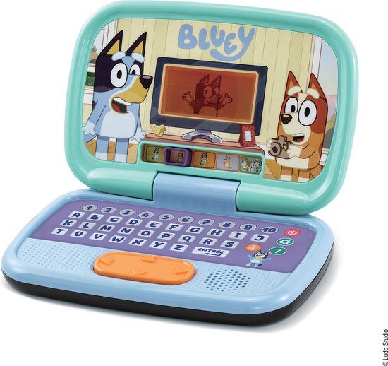 VTech Bluey, Mijn interactieve computer, kindercomputer met verlicht display, 10 educatieve activiteiten en spelletjes, cadeau voor kinderen van 3 jaar tot 7 jaar - inhoud in het Frans
