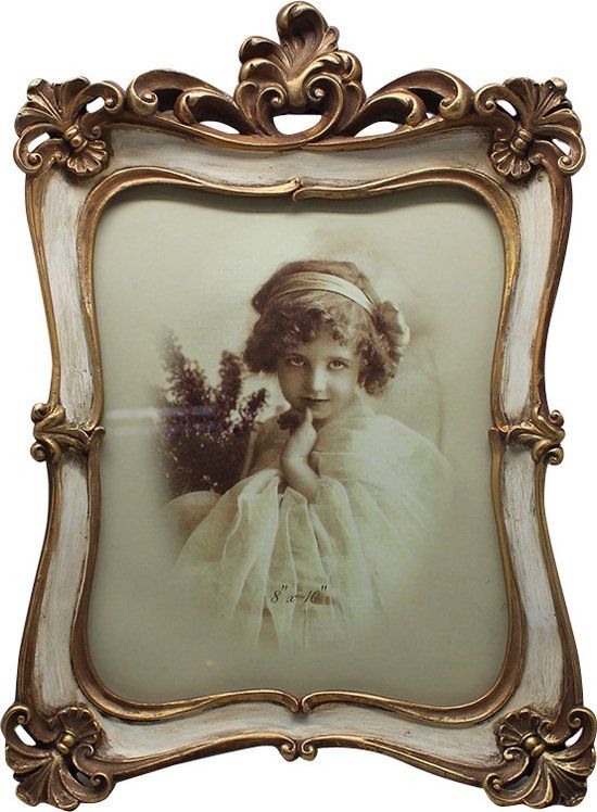 Biscottini Fotolijst aanrechtblad in verweerd goud en witte hars L26.5xPR4.5xH37.5 cm